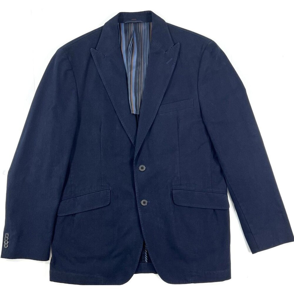 Kroon Mens Size 40 R Sport Coat Jacket Navy Blue Cotton Unlined Unstructured